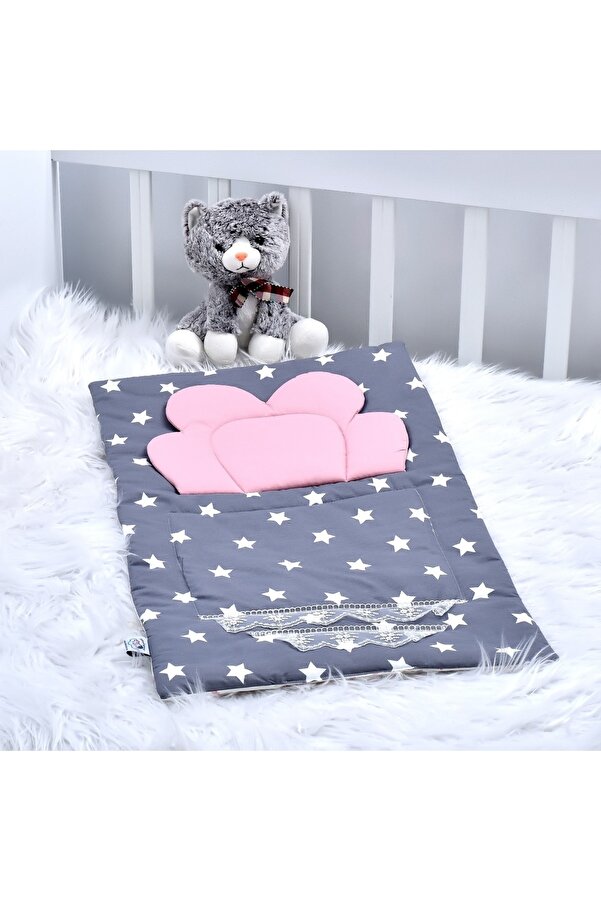 ebabynest Big Star Serisi Koyu Gri Yıldız Pudra Kombin Alt Açma