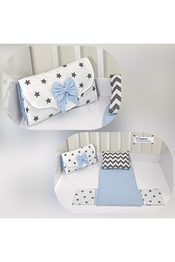 ebabynest Big Star Serisi Beyaz Mavi Çantalı Alt Açma