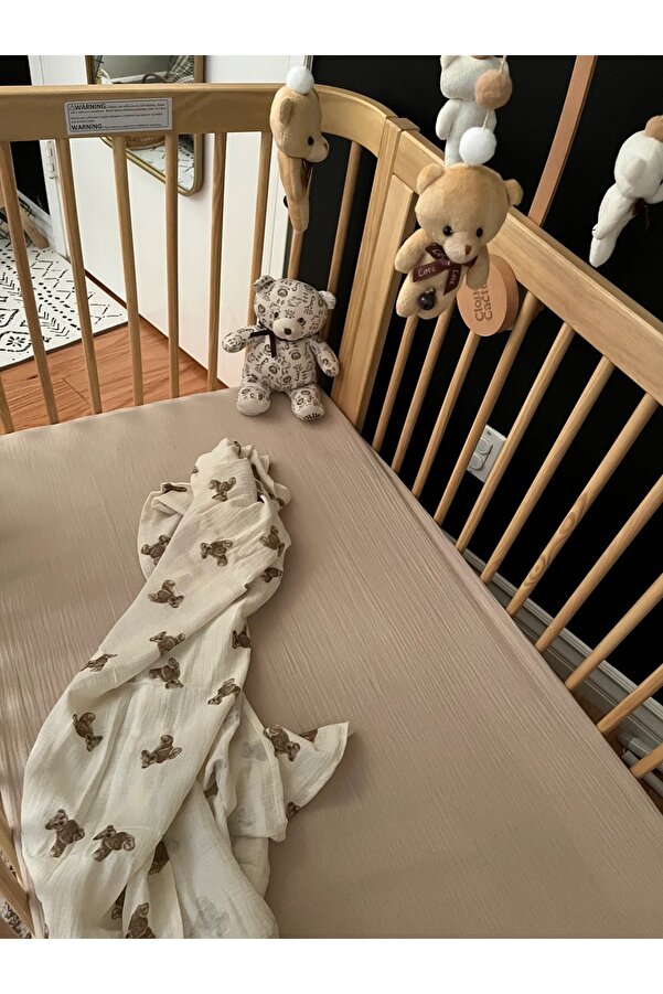 Anne Sesi Bürümcük Müslin Lastikli Çarşaf 70x110 Cm %100 Organik Pamuk +15 Cm Yatak Yüksekliği