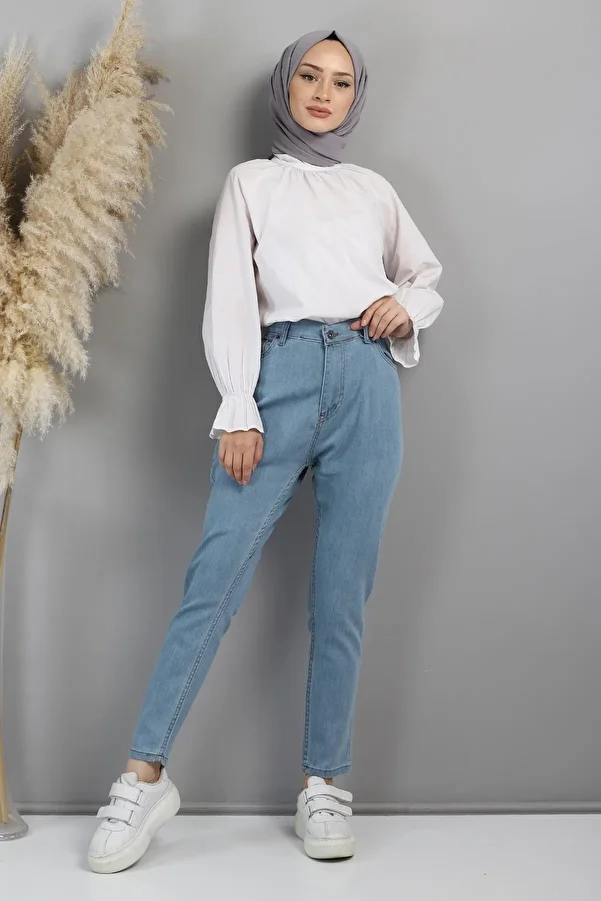 Modamihram-Oversize Jeans Pants Light Denim 6032 1