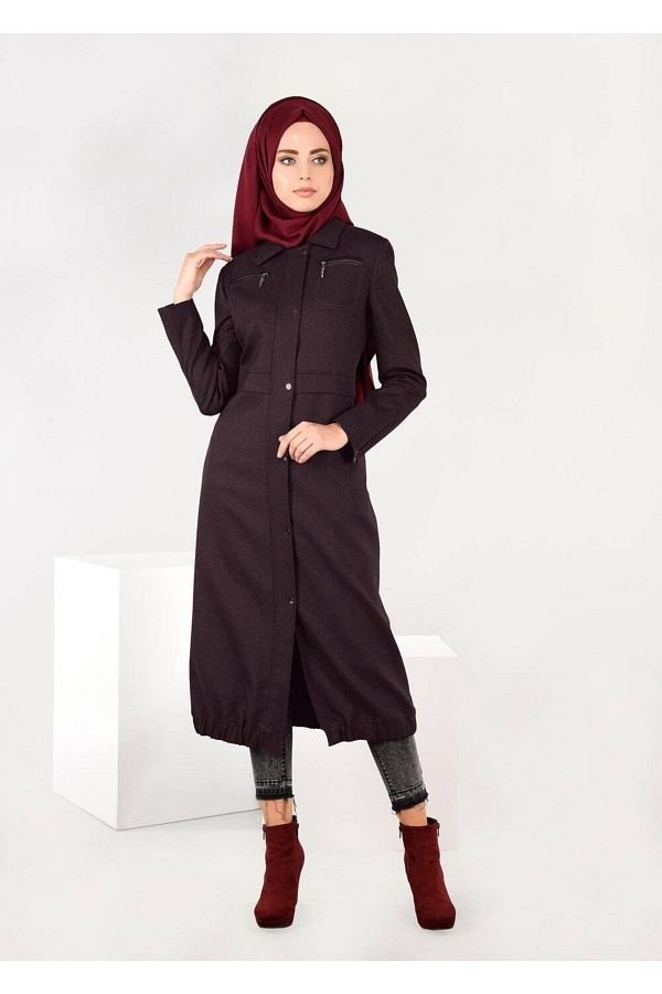 TRENDTESETTUR Women s Plum Skirt Elastic Trench Coat 1929 Trendyol