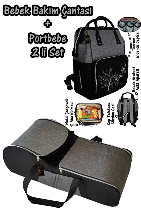 USF Portbebe Ana Kucağı Puset Bebek Taşıma Anne Bebek Bakım Çantası 2 Li Set
