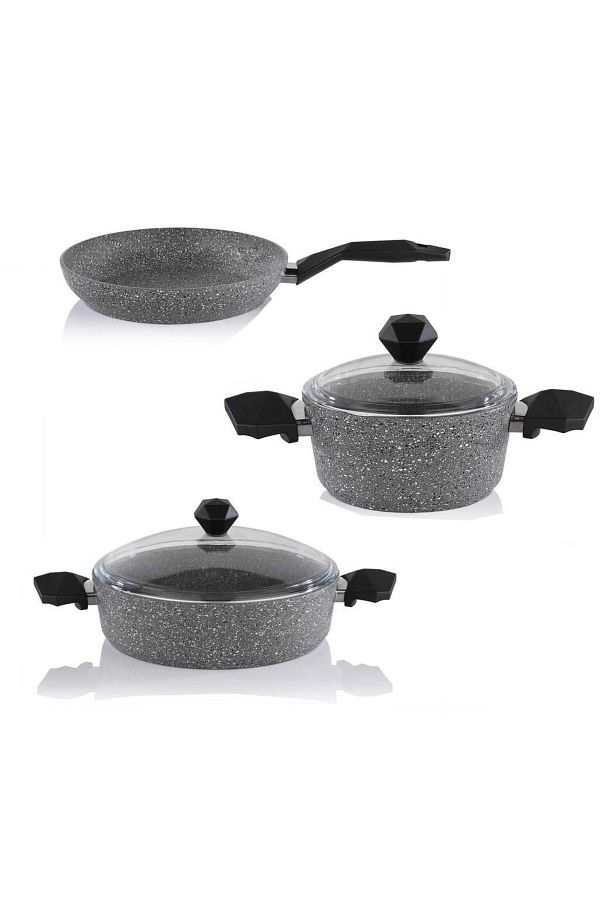 Schafer-24 Cm Granite Pan and 20 Cm Deep Pot Set 1