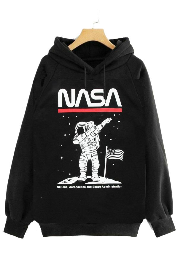 poupee Black Men s Sweatshirt Nasa Astronaut Printed Men s Hoodie 3 Thread Original Men s Sweat Trendyol