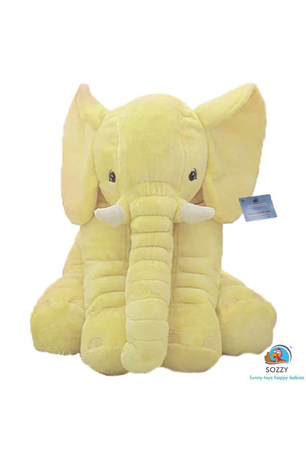 Sozzy Toys-رفيق النوم الفيل الناعم القطيفة جامبو 65 سم - أصفر 1