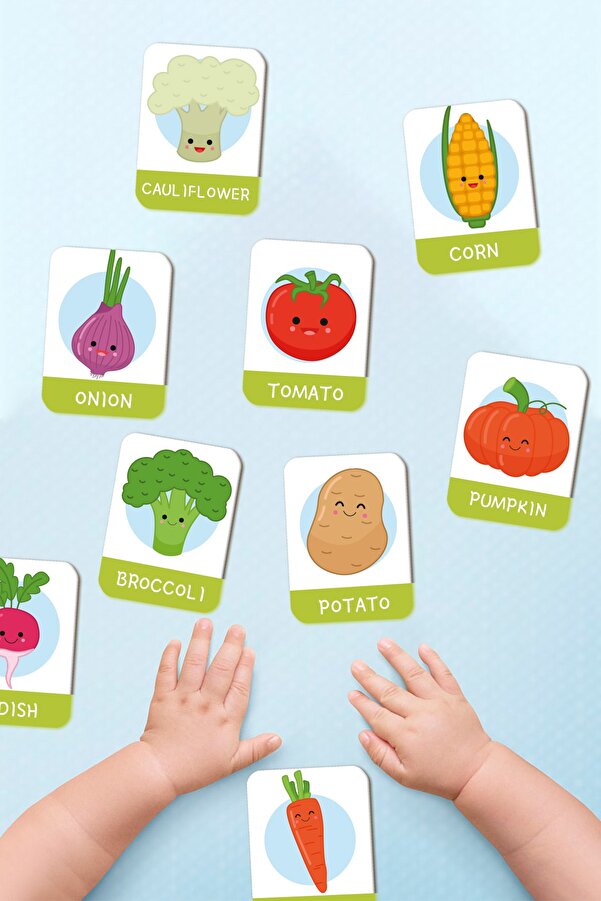Enjoymydesign Sebzeleri Öğreniyorum Ahşap Eğitici Kartlar Okul Öncesi Kreş Ahşap Oyuncak Flash Cards