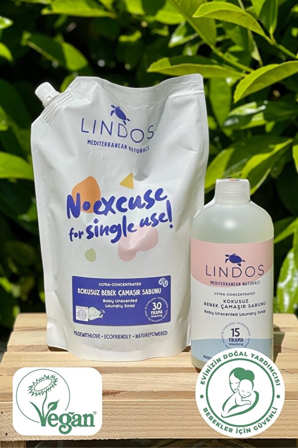 Lindos 2'li Fırsat Paketi Doğal Bebek Çamaşır Sabunu %100 Bitkisel Antialerjik Ekonomik 72 Yıkama 1.8l