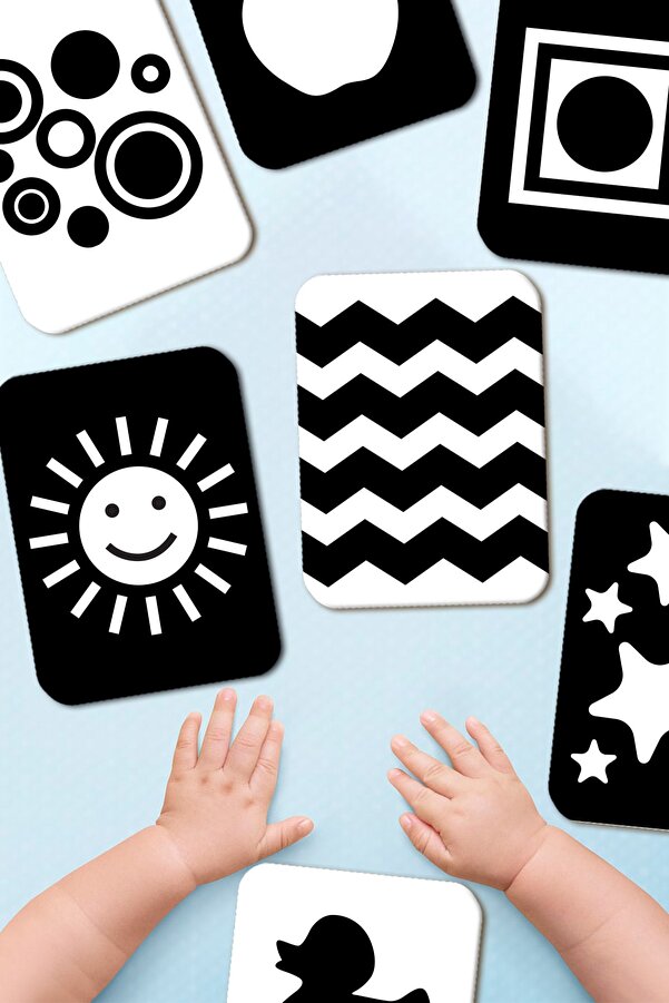 Enjoymydesign Ahşap Eğitici Kartlar 0-3 Ay Erken Eğitim Zeka Kartı Bebek Görsel Uyarım Kartları Visual Stimulation