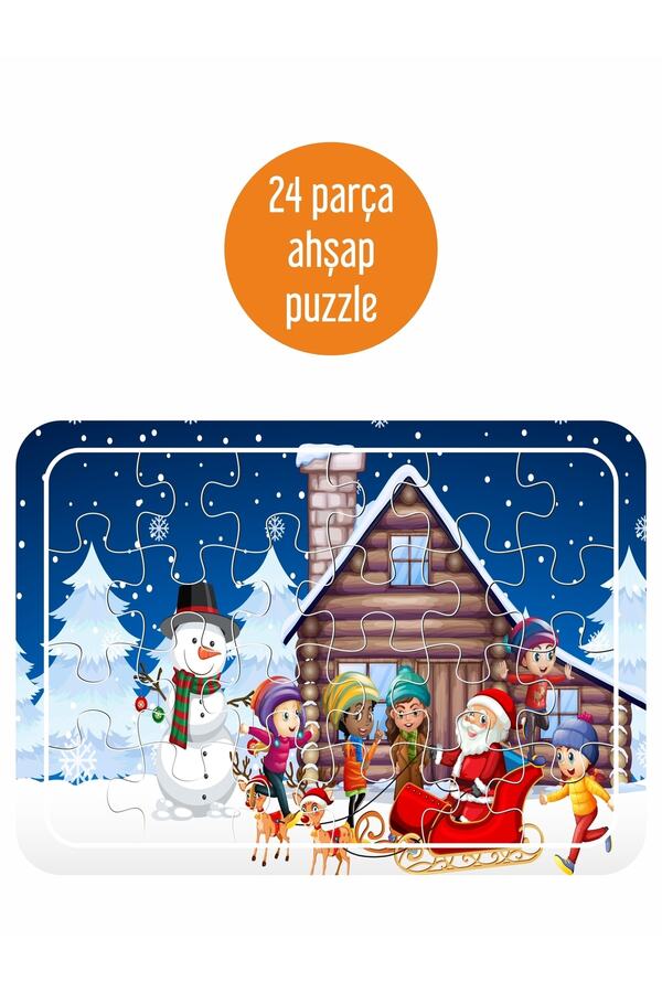 LİPYOS Noel Baba Kardan Adam Oyun Zamanı 24 Parça Ahşap Puzzle
