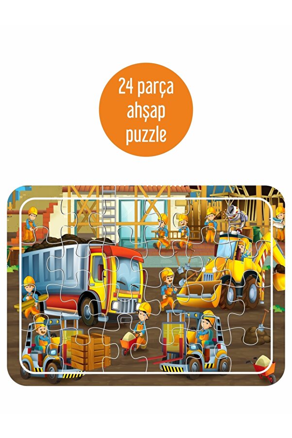 LİPYOS Iş Makinaları 24 Parça Ahşap Puzzle