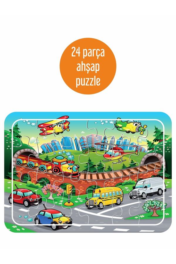 LİPYOS Sevimli Taşıtlar 24 Parça Ahşap Puzzle