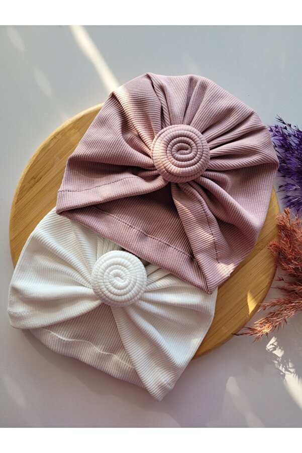 SeherBebeButik Kız Bebek & Çocuk Renkli Fırfır Bone 2'li Set