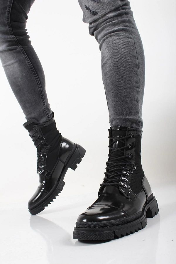 Black shiny military boots store