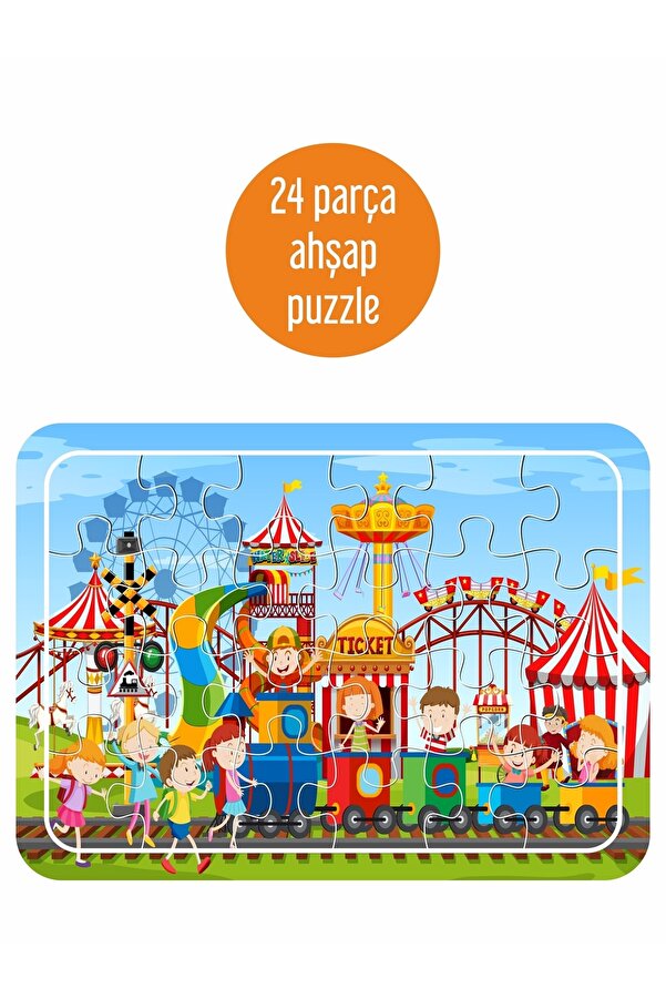 LİPYOS Lunapark, Tren 24 Parça Ahşap Puzzle