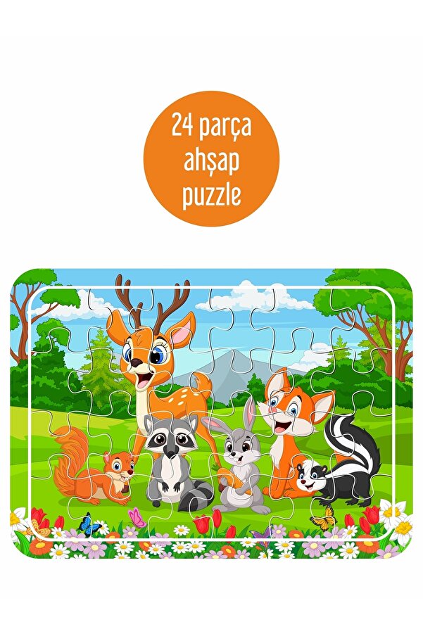 LİPYOS Sevimli Hayvanlar 24 Parça Ahşap Puzzle