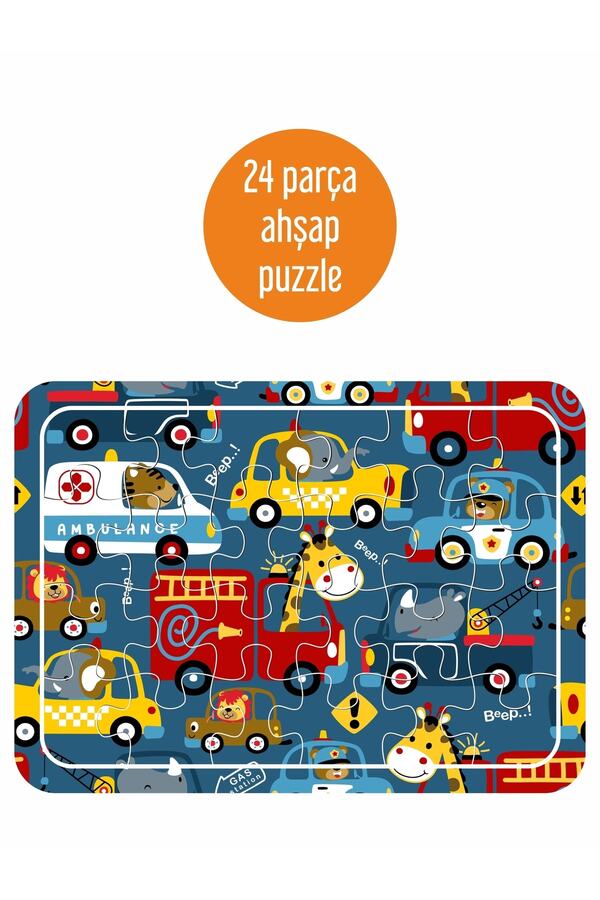 LİPYOS Baby Taşıtlar 24 Parça Ahşap Puzzle