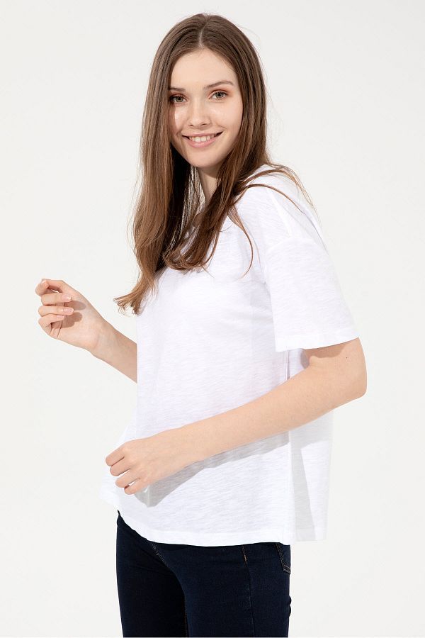 U.S. Polo Assn. White Women s T Shirt Trendyol