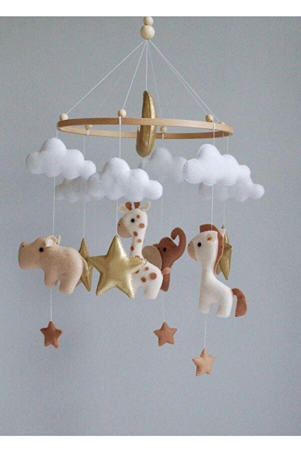 beberinos Zürafalı %100 El Yapımı Bebek Beşik Süsü Dönence