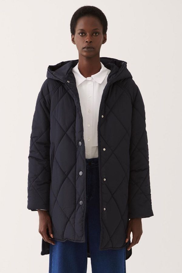 Perspective Clairs Regular Fit Hooded Knee Length Navy Color Women s Coat Trendyol