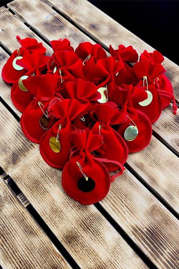 ZEYMERADE-20 Red Henna Bags for Wedding, Engagement, Marriage, Henna, Circumcision, Birth, Mawlid, Promise Gifts 1