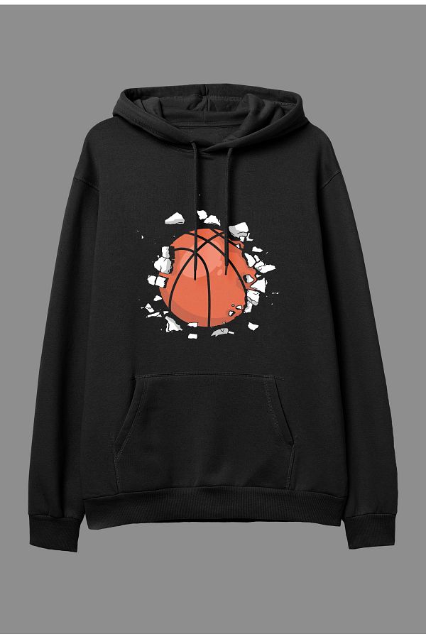 YQYQ Oversize Wall Basketball Game Player Sports Design Printed Unisex Hooded Sweatshirt Hoodie Trendyol