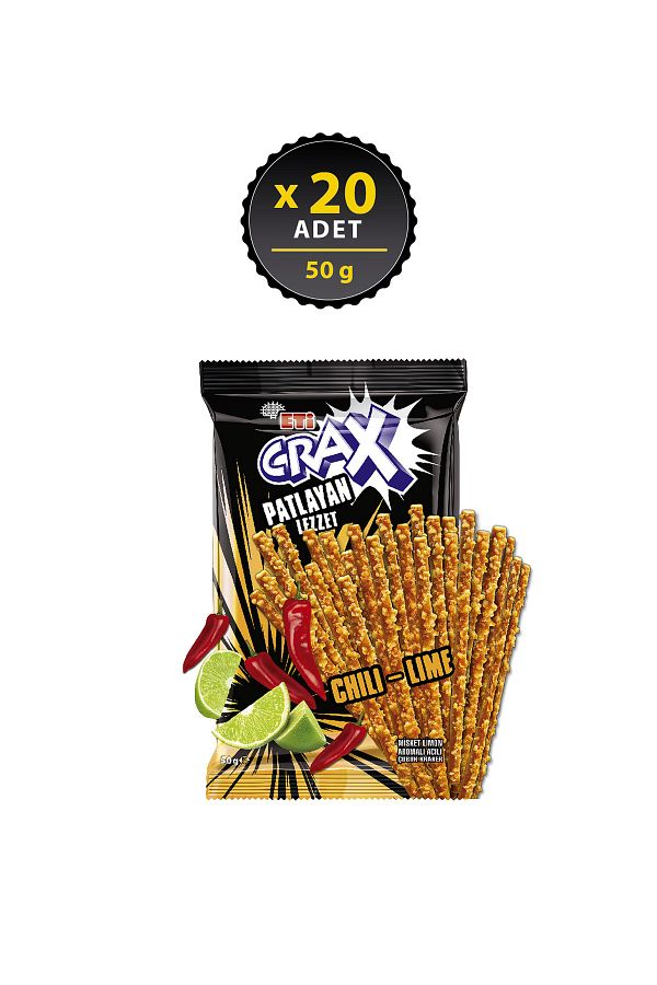 Eti-Crax Exploding Flavor Chili Lime Stick Crackers 50 g X 20 Pieces 1