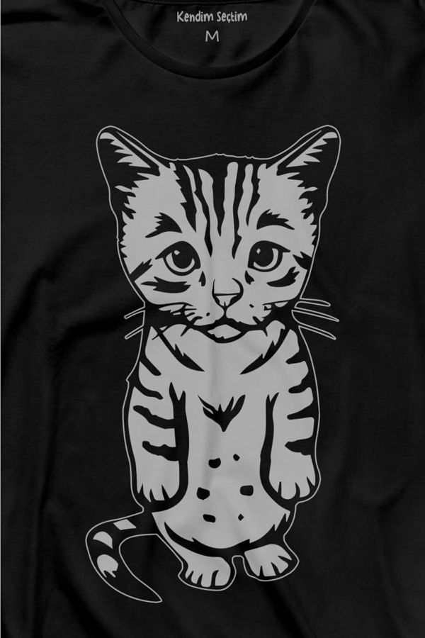 Kendim Sectim Cute Cat with Tiny Paws and Whiskers Petite Embarrassed Sad Cat Long Sleeve T Shirt Printed T shirt Trendyol