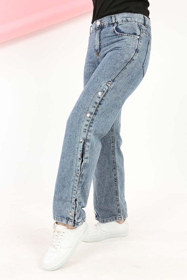 TARZ ST L Girl s Wide Leg Denim Jeans with Side Snap Buttons Trendyol