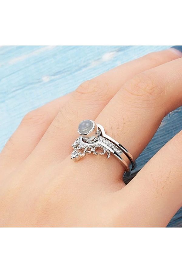 Kostebek 100 Languages I Love You Written Silver Color Elegant Love Couple Adjustable Dear Tl Ring Trendyol