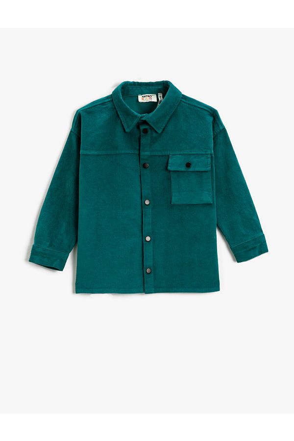 Koton-Corduroy Shirt Single Pocket Long Sleeve 1