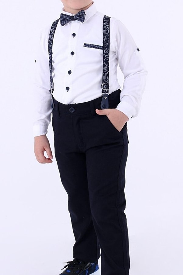 Terry Boy's Oxford White Shirt Trousers Suspender Suit Age 1-8