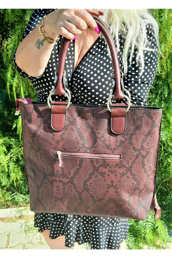 G ZMOSSE Bag Women s Burgundy Snakeskin Look Shoulder Bag Trendyol