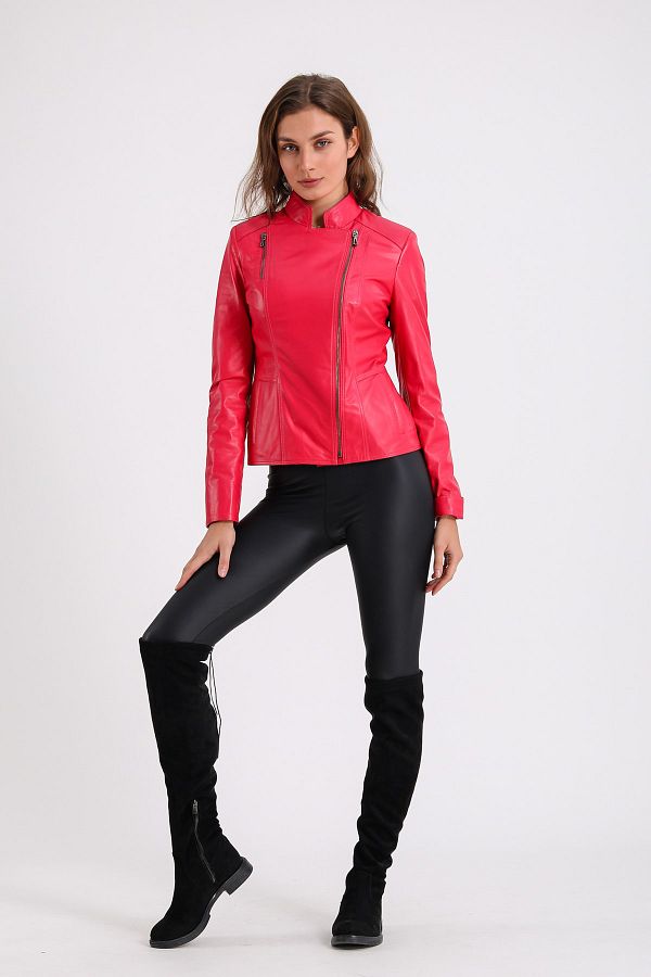 Leather Club Fuchsia Leather Jacket Trendyol
