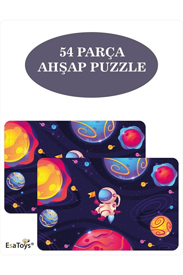 esatoys Ahşap 54 Parça Çocuk Puzzle