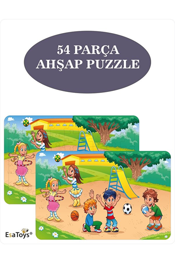 esatoys Ahşap 54 Parça Çocuk Puzzle