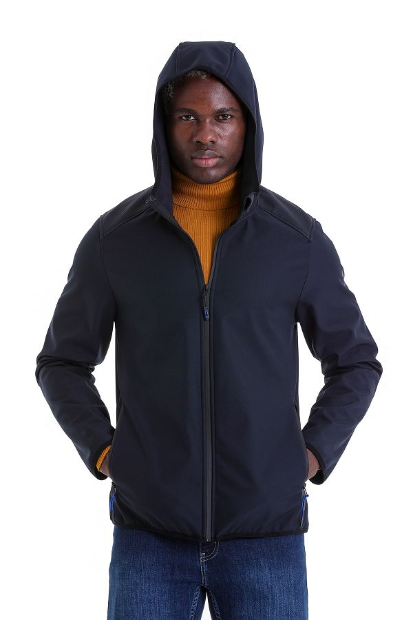 Plain navy blue fleece jacket top