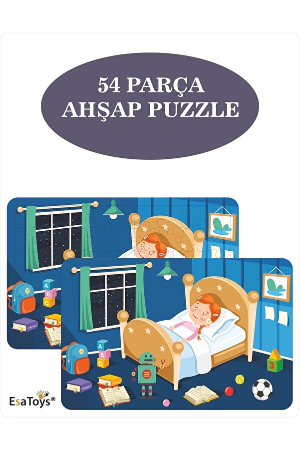 esatoys Ahşap 54 Parça Çocuk Puzzle