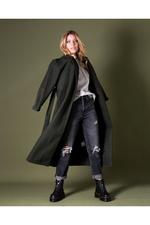 Only Onltrillion Belt X Long Coatigan CC Pnt Jacket Collar Bathrobe Model Belted Long Coat Trendyol