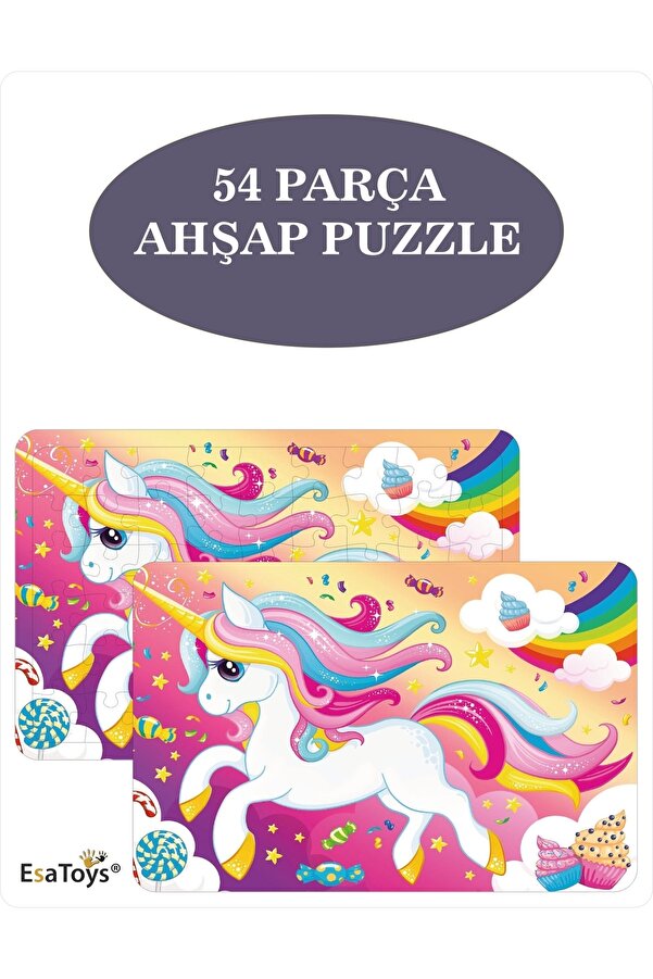 esatoys Ahşap 54 Parça Çocuk Puzzle