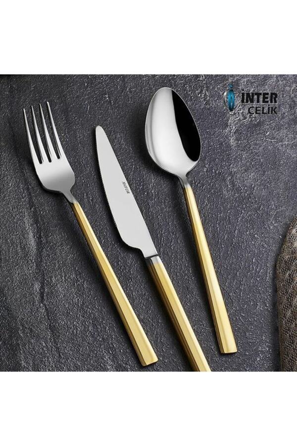 İnter-Nil 90 Piece Gold Fork Spoon Knife Set 1
