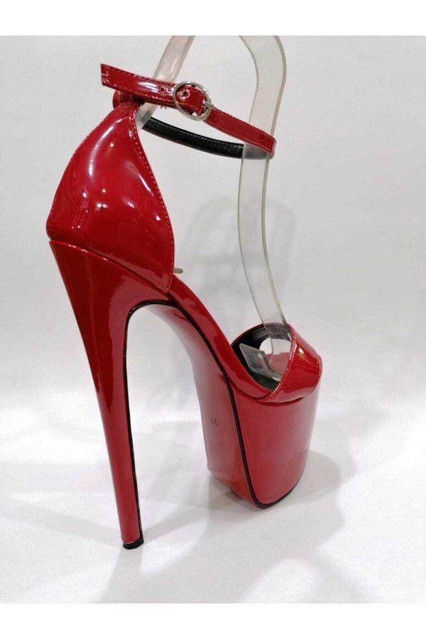 Meshure Women s Red Color Open Ankle Strap High Heel Shoes Trendyol