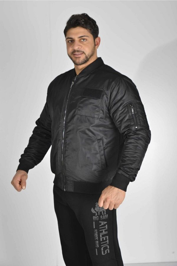 Big Sam-معطف طيار أسود منسوج للرجال 4065 1