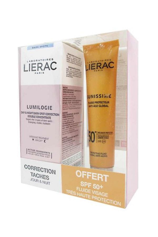 Lierac-SUNISSIME SPF50 FLUID + LUMILOGIE DOUBLE CONCENTRATE COFRE 1