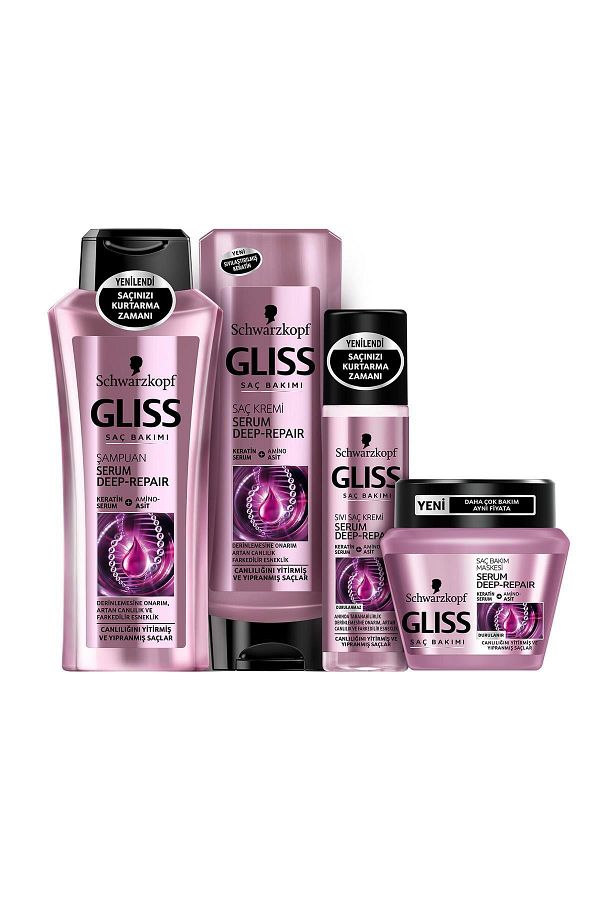 Gliss-Serum Deep Repair 360ml - Shampoo and Conditioner Set, 100ml Serum and 200ml Liquid Conditioner 1