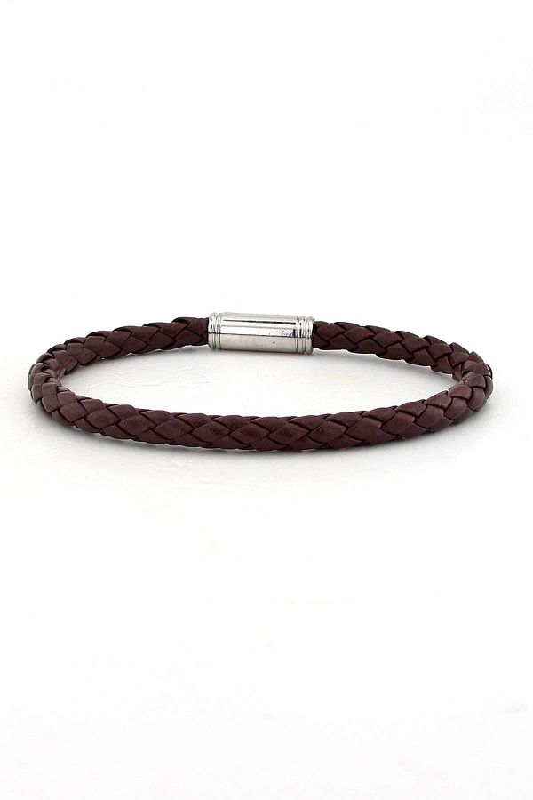 Solfera-Men's Brown Leather Magnetized Thin Bracelet BT323 1