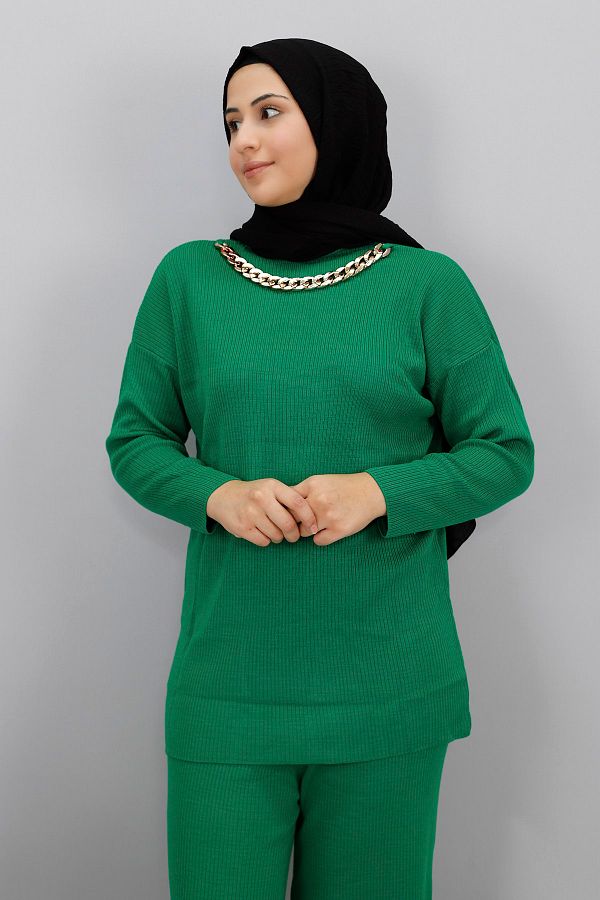 Butik-Turtleneck Chain Detailed Knitwear Set 1