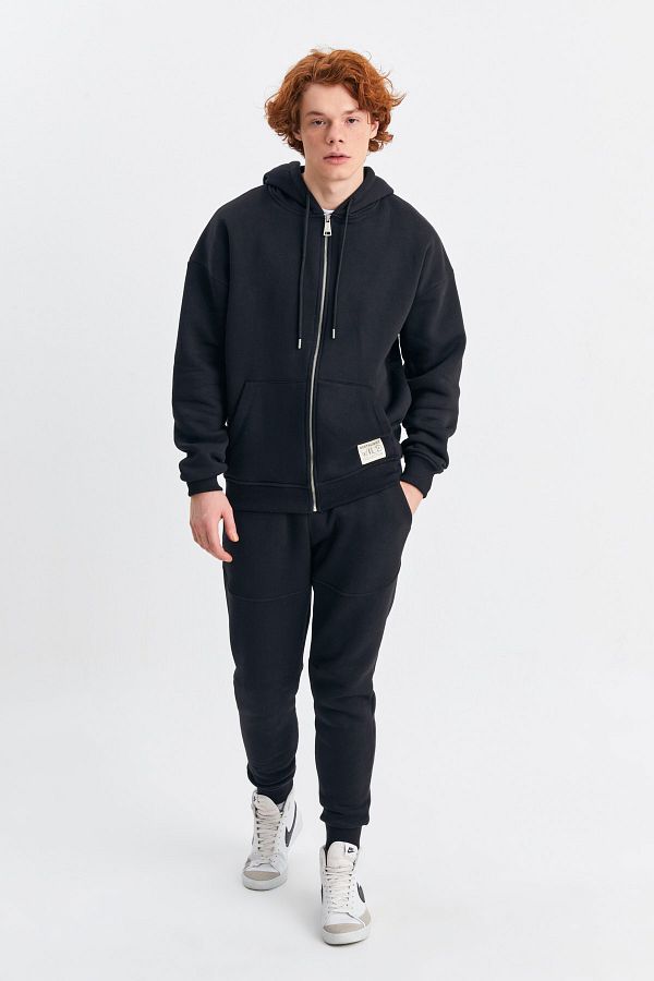 Northlight-Unisex Black I'll Go Anywhere With You Piece Print Soft Zippered Oversize Hoodie Set 1