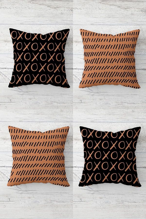 on the clouds-4 Pieces Hidden Zippered Cheeked Patterned Throw Pillow Cover Set - Sofa and Pillow Set 1