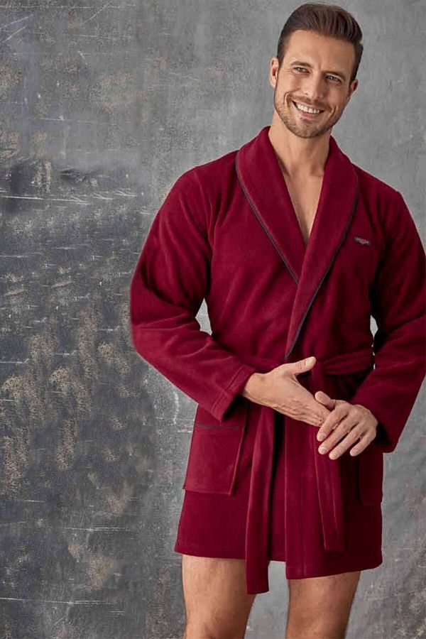 Ligossi Men s Claret Red Fleece Dressing Gown Ropdo am r ROBDO AMBR Trendyol