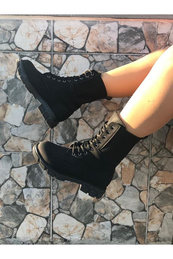 BAYRAMO LU KUNDURA Byk 218 Korean Black Nubuck Leather Rubber Detailed Light Sole Comfortable Stylish Women s Boots Trendyol